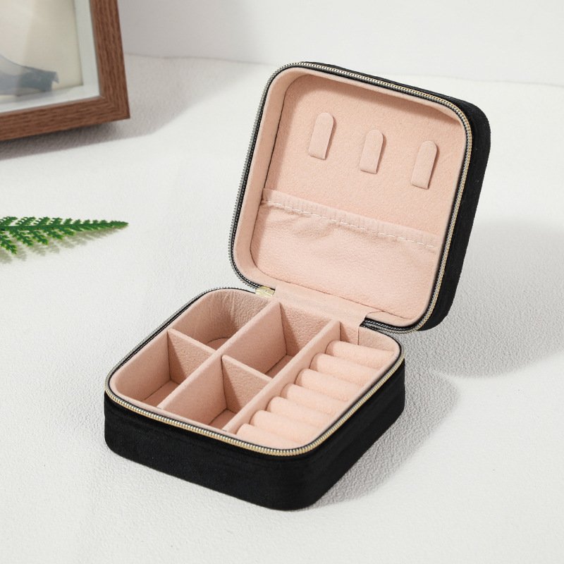 Compact Travel Jewelry Box - Double-Layer Organizer for Rings, Earrings, Necklaces, Bracelets (Multiple Colors Available), Scratch-Free, Portable - Image 10