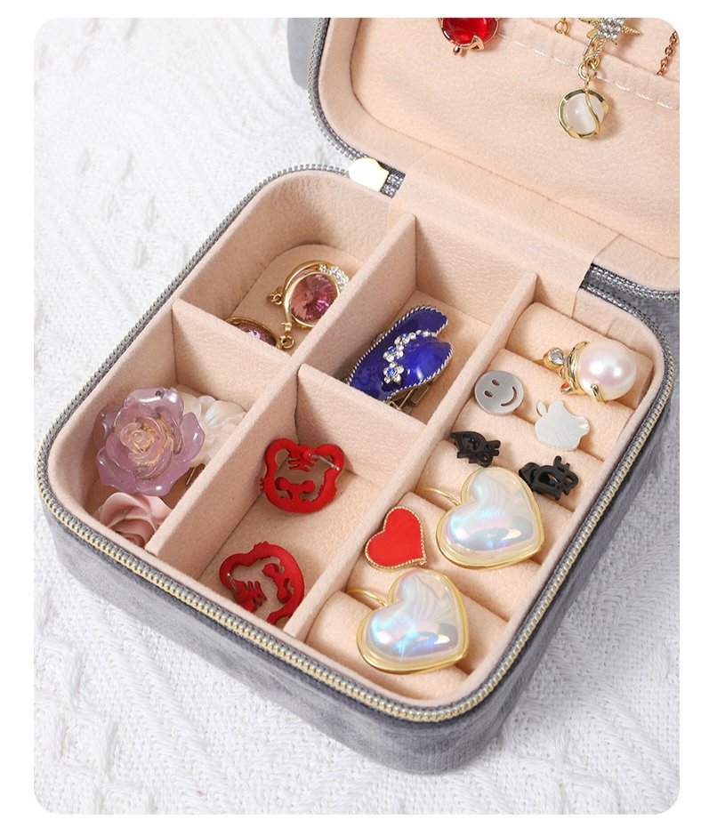 Compact Travel Jewelry Box - Double-Layer Organizer for Rings, Earrings, Necklaces, Bracelets (Multiple Colors Available), Scratch-Free, Portable - Image 14