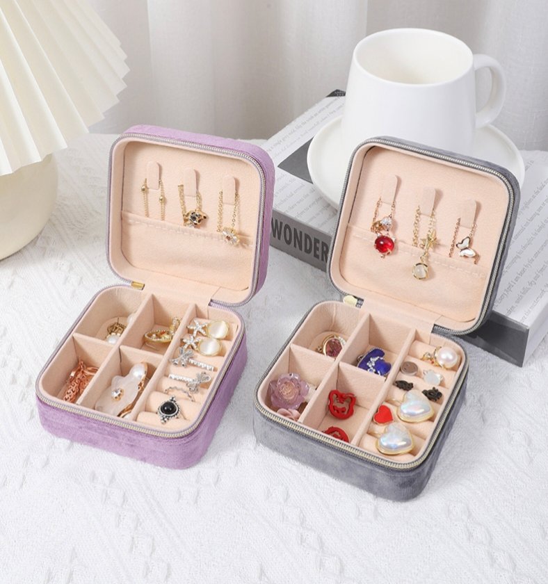 Compact Travel Jewelry Box - Double-Layer Organizer for Rings, Earrings, Necklaces, Bracelets (Multiple Colors Available), Scratch-Free, Portable - Image 13