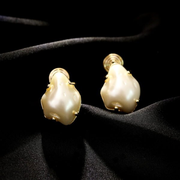 Faux Baroque Pearl Clip-On Earrings - Sustainable Vegan Jewelry, Affordable Luxury, Hypoallergenic & Pain-Free for Non-Pierced Ears (Unique Irregular Design)