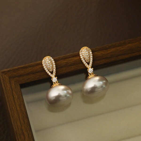 Elegant Drop Earrings with Zirconia & Pearlized Bead | Hypoallergenic 925 Sterling Silver for Sensitive Ears | Sparkling Evening & Wedding Jewelry