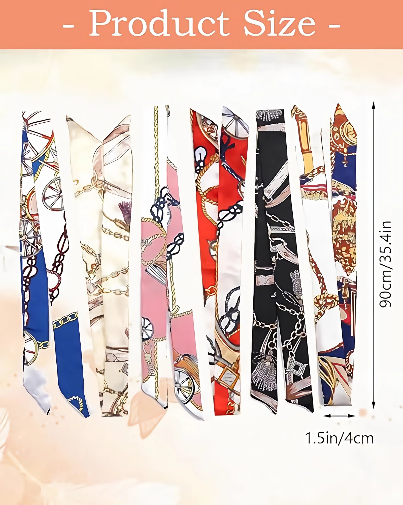 6 Pack Scarf Bags for Women - Narrow Scarf Hair & Neck Scarves - Fashion Gifts