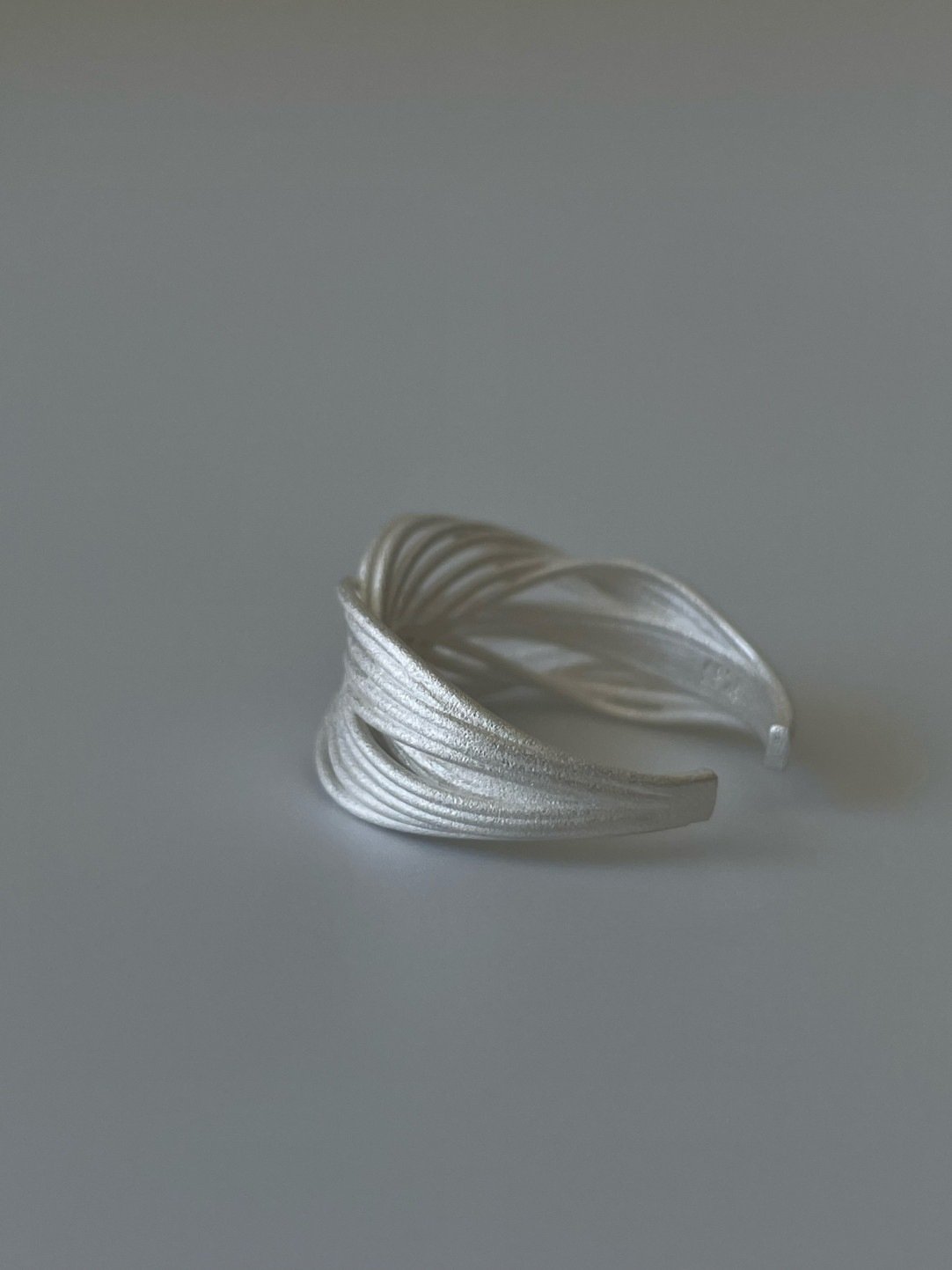 Textured Weave Ring, Open Band Adjustable Ring, 925 Sterling Silver with Matte Finish - Image 8