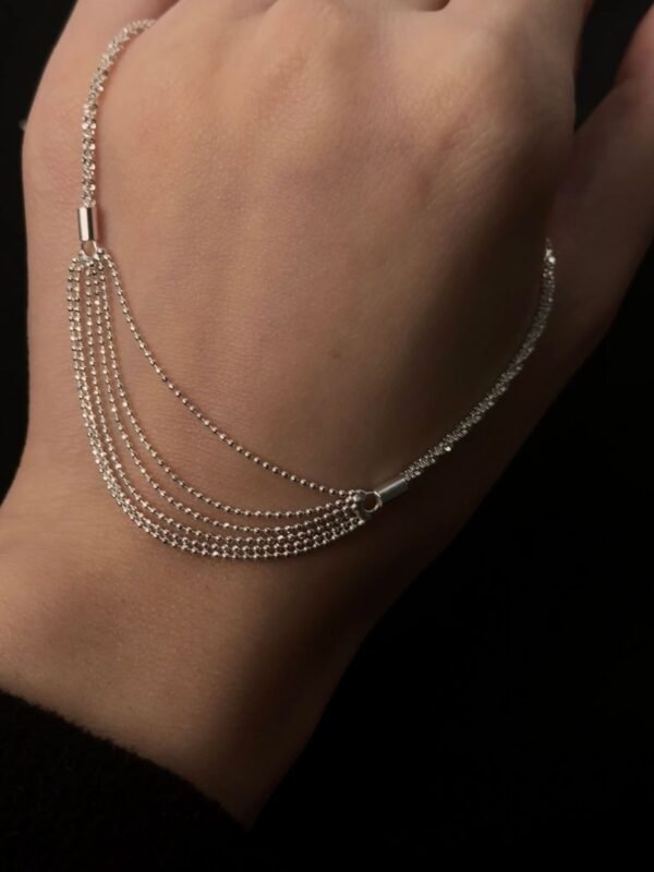 925 Sterling Silver Multi-Layer Fringe Collar Necklace - Adjustable Dainty Chain for Daily/Office