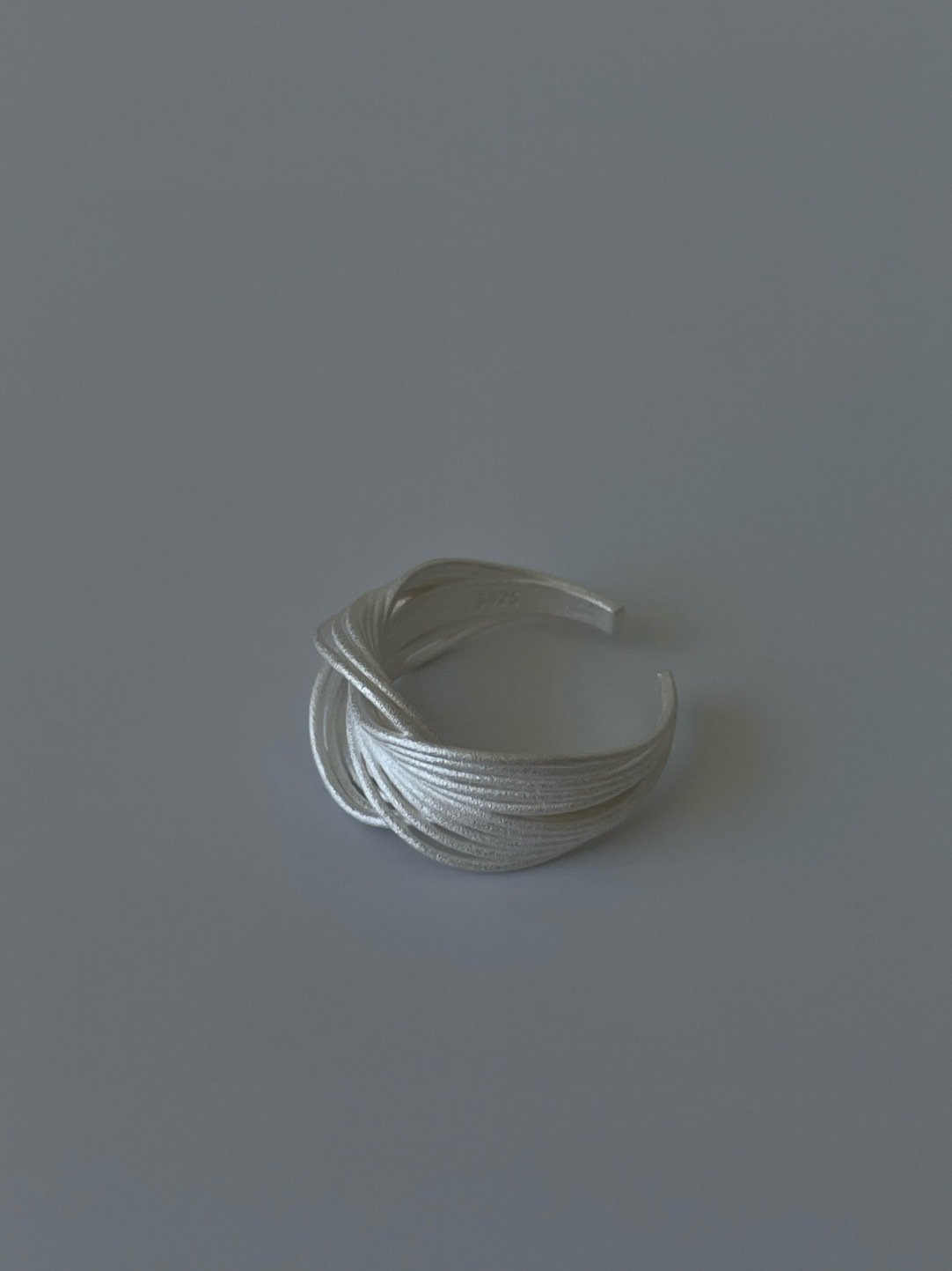 Textured Weave Ring, Open Band Adjustable Ring, 925 Sterling Silver with Matte Finish - Image 10