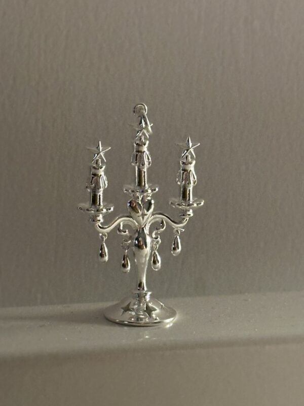 The Midnight Candlestick Necklace - Gothic Style Sterling Silver Pendant, Long Layering Chain