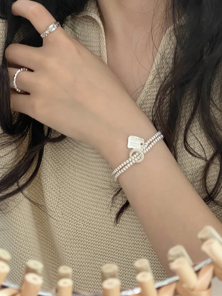 The Self-Love Affirmation Bracelet - "You Deserve to be Loved" Engraved onSterling Silver Bead Chain with Stretch Fit | Minimalist Dainty Stacking Jewelry - Image 2