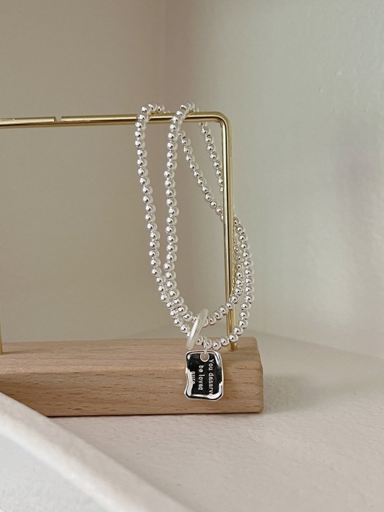 The Self-Love Affirmation Bracelet - "You Deserve to be Loved" Engraved onSterling Silver Bead Chain with Stretch Fit | Minimalist Dainty Stacking Jewelry - Image 6