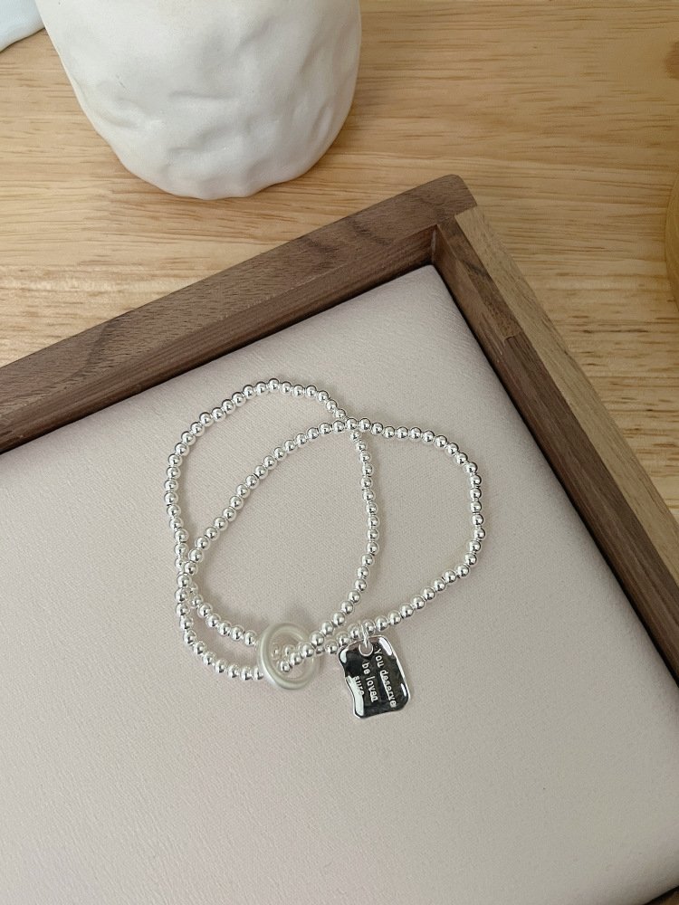 The Self-Love Affirmation Bracelet - "You Deserve to be Loved" Engraved onSterling Silver Bead Chain with Stretch Fit | Minimalist Dainty Stacking Jewelry - Image 9